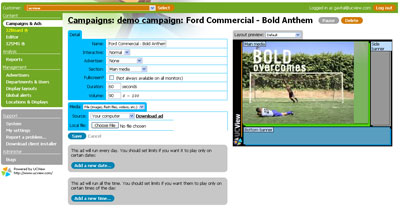 UCView Digital Signage ads interface