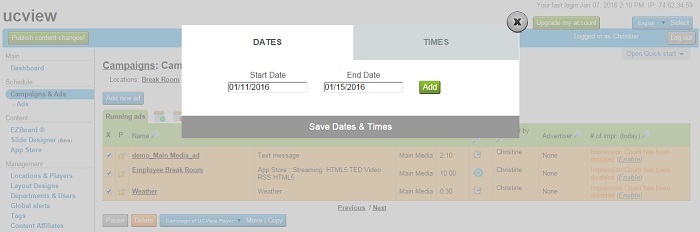 UCView Feature Simplifies Date and Time Scheduling for Multiple Ads