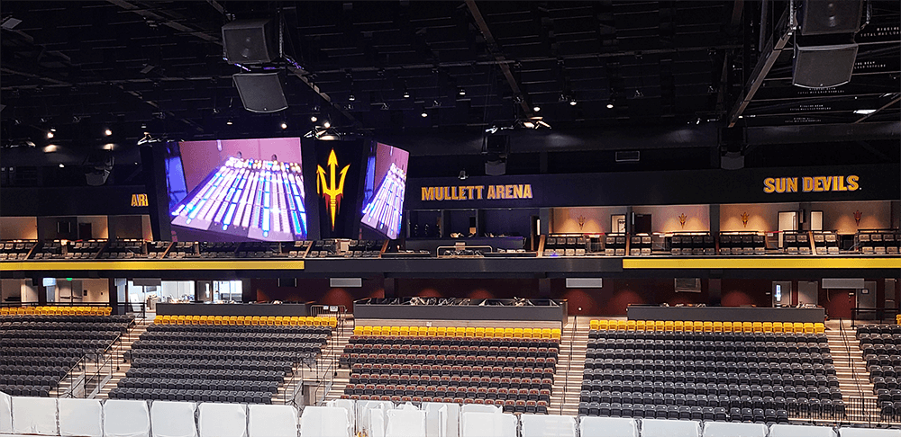 Main Mullet arena screen running on UCView player software