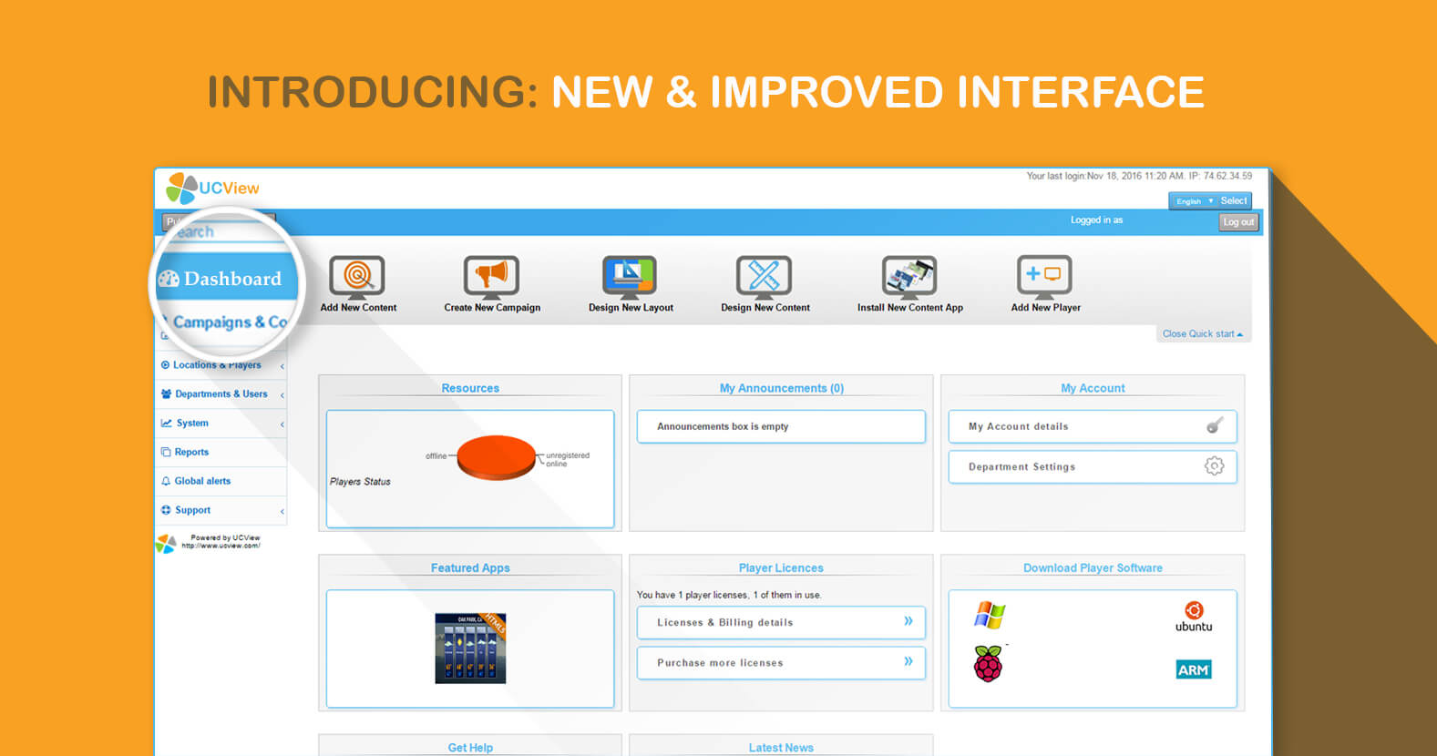 UCView Features New Look for Their Digital Signage User Interface