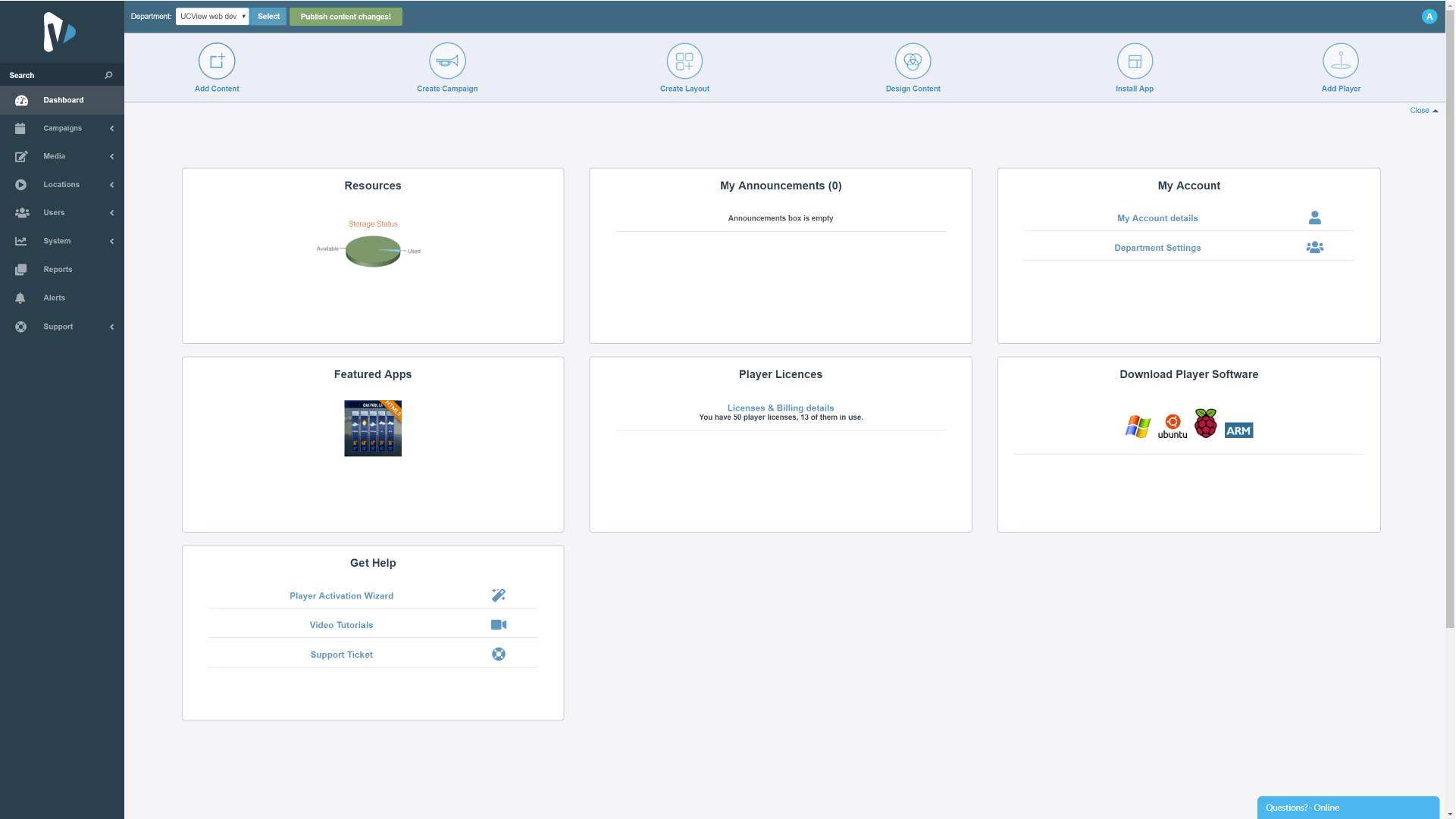 Main Dashboard Page